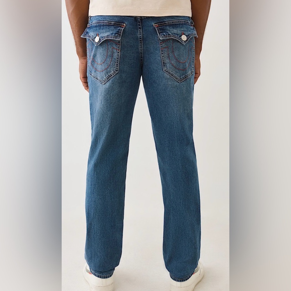True Religion Geno Flap Slim Jean Sz 32 x 32 Medium Spiced Orchard Wash NWT